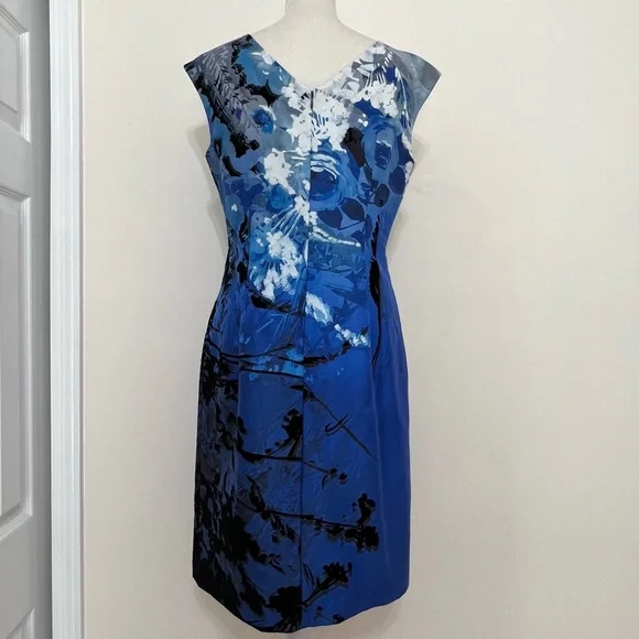 Kay Unger New York Abstract Floral Sleeveless Sheath Dress Chic Events Sexy - Picture 5 of 10